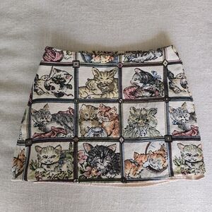Cider Cat Print Mini Skirt - Multicolor
